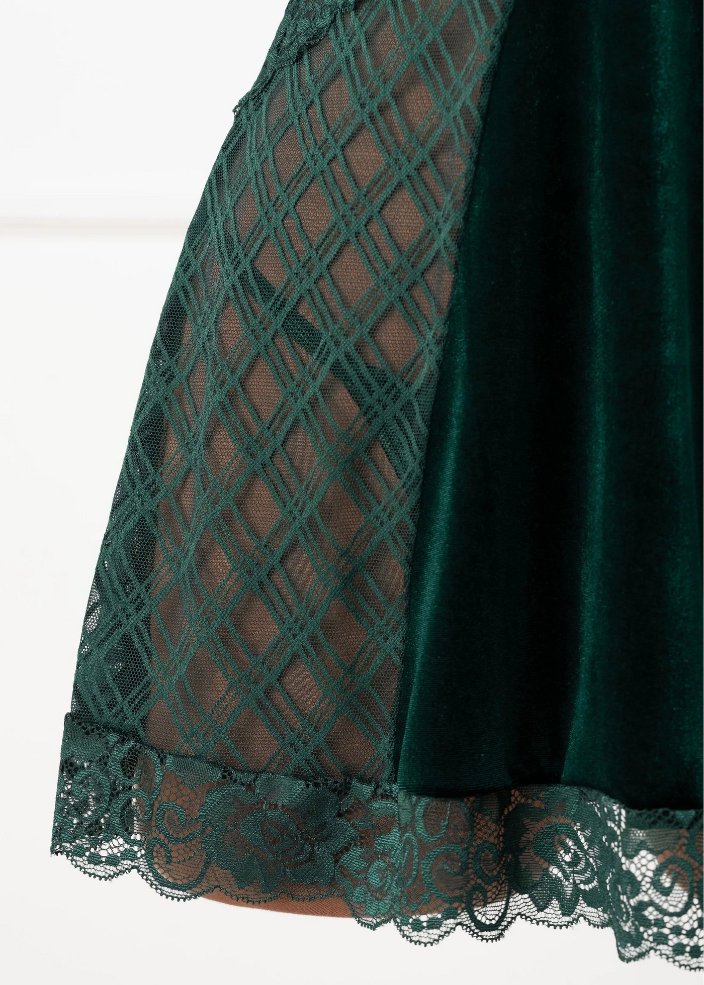 Lace & Velvet Strappy Babydoll - Alps Green