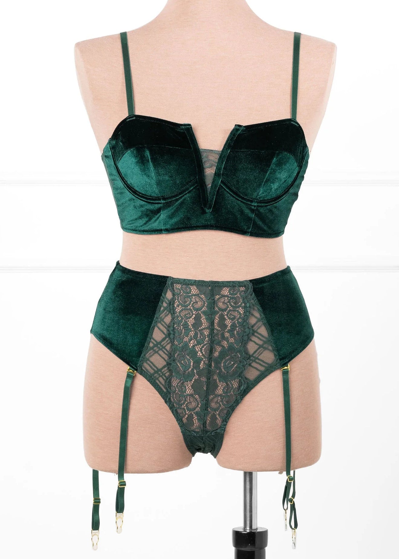 Velvet Underwire Bustier - Alps Green
