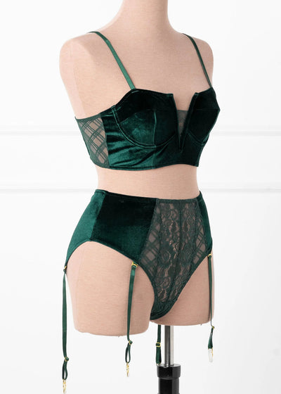 Velvet Underwire Bustier - Alps Green