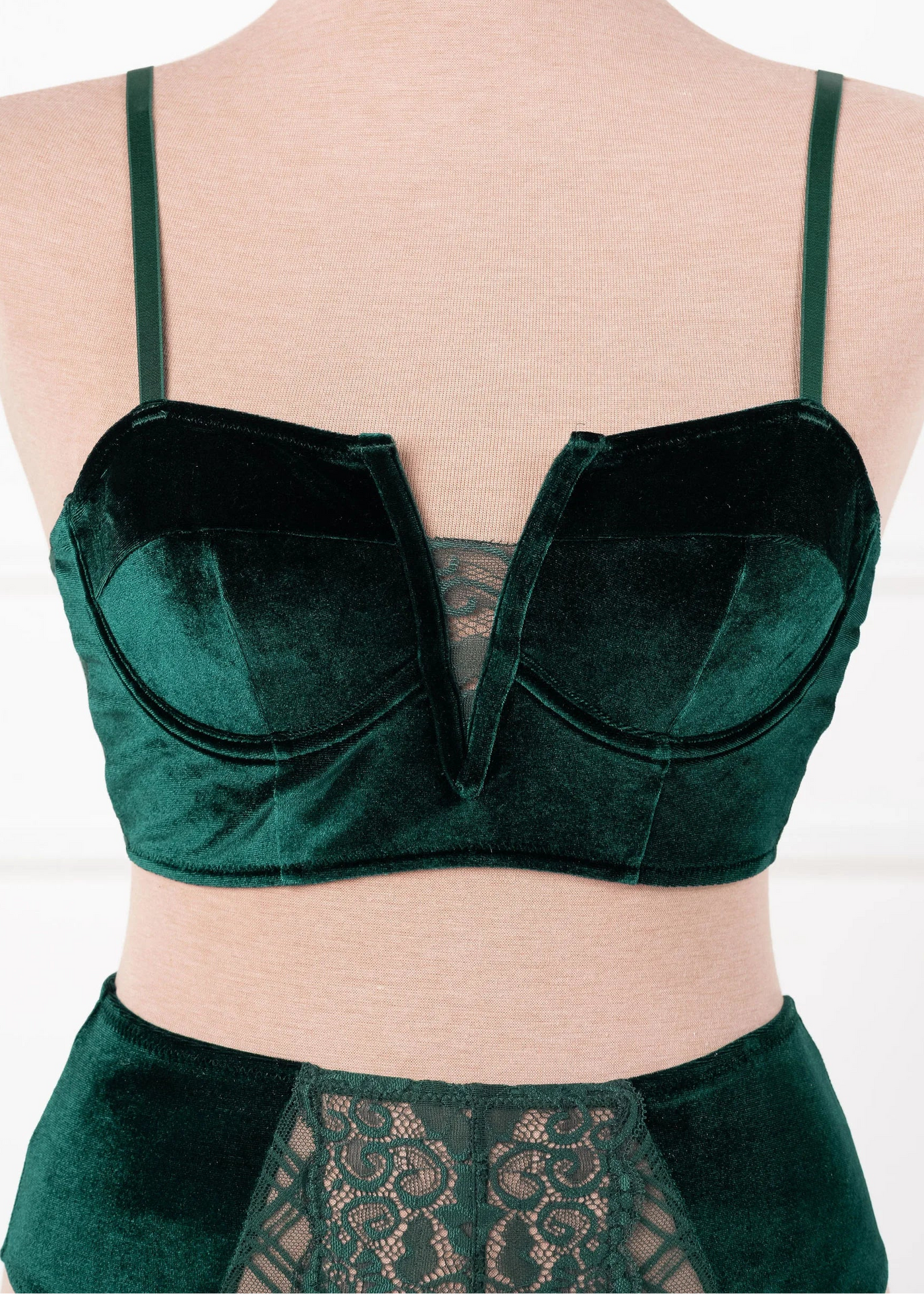 Velvet Underwire Bustier - Alps Green