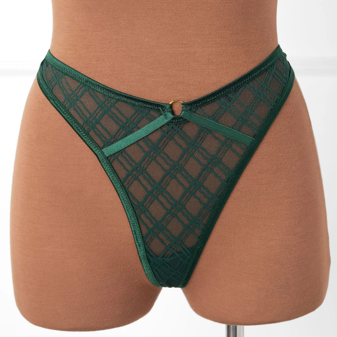 Midrise Mesh Charm Thong - Alps Green