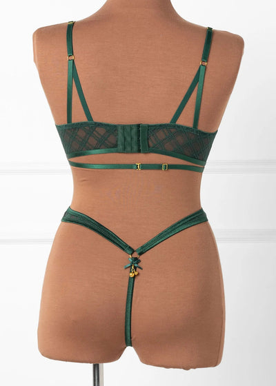 Midrise Mesh Charm Thong - Alps Green