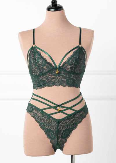 Strappy Crotchless Charm Panty - Alps Green