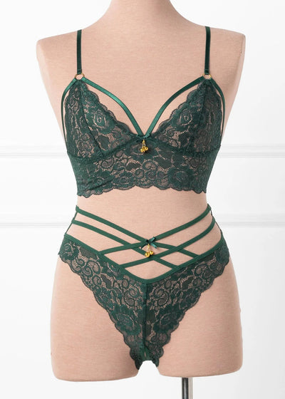 Lacy Caged Charm Bralette - Alps Green