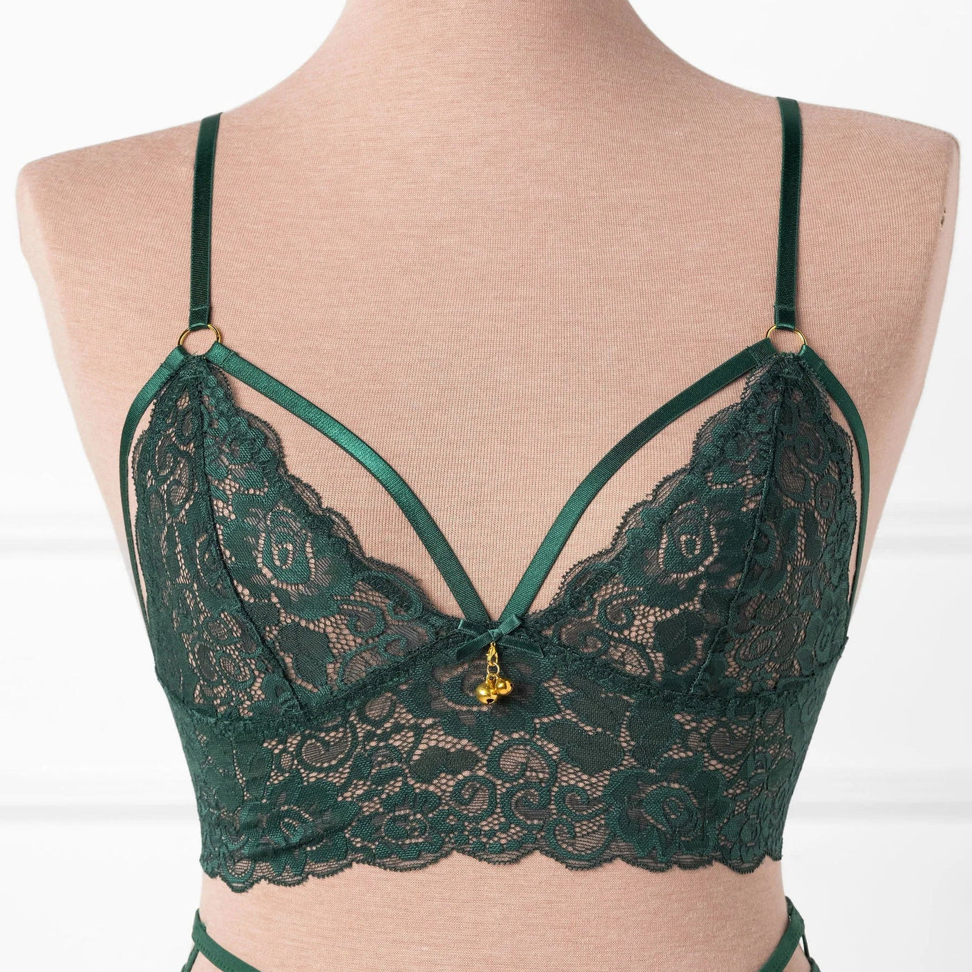 Lacy Caged Charm Bralette - Alps Green
