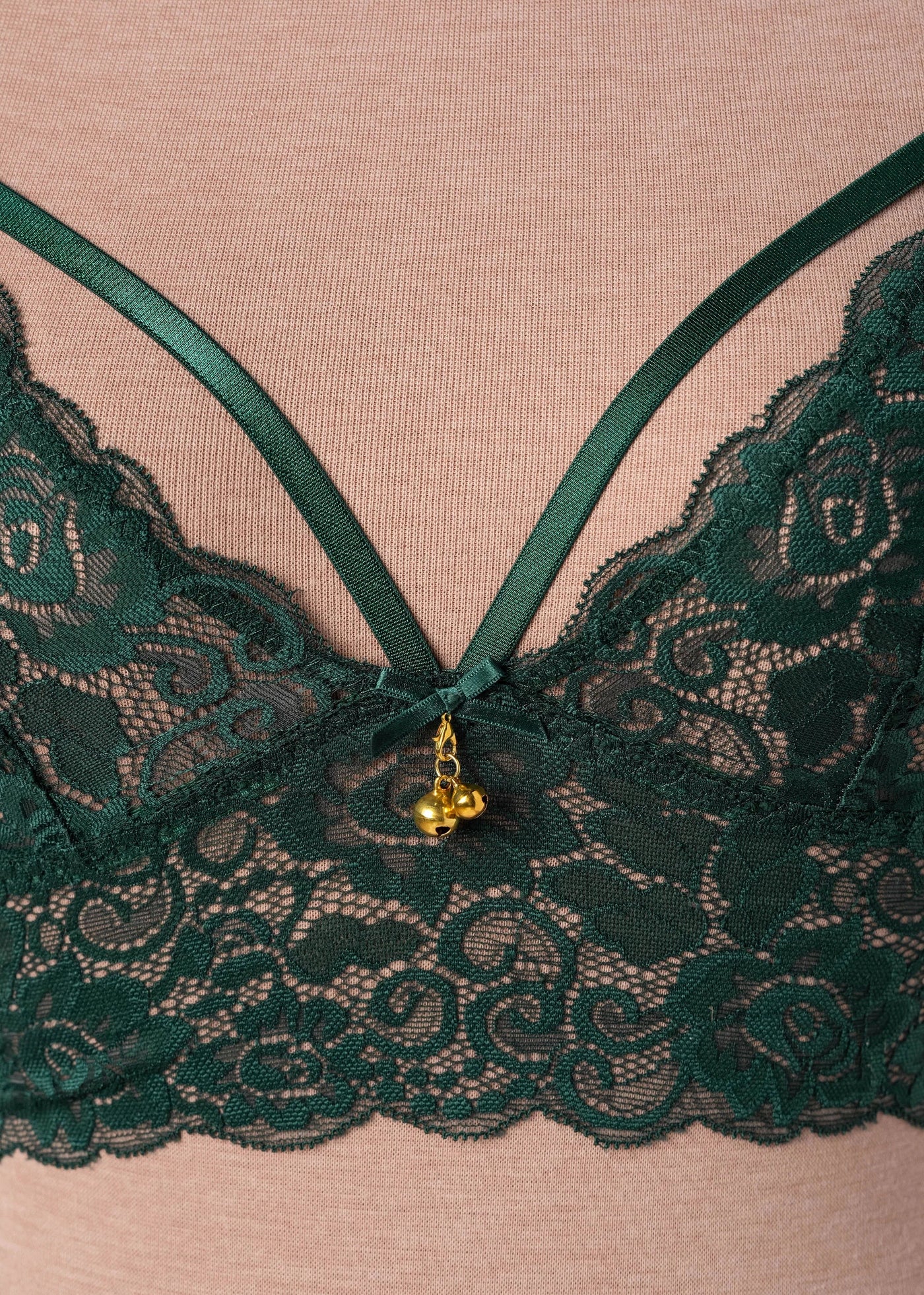 Lacy Caged Charm Bralette - Alps Green