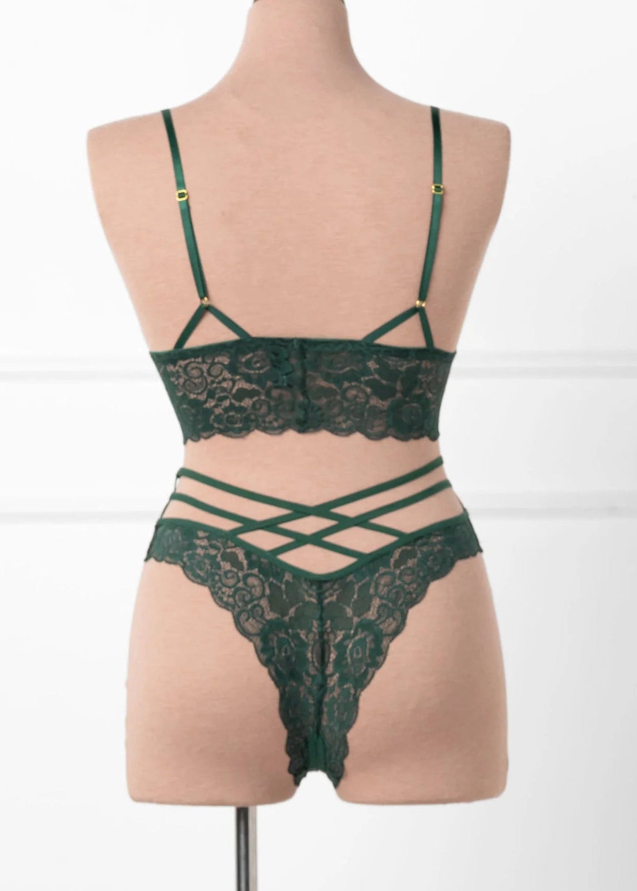 Lacy Caged Charm Bralette - Alps Green