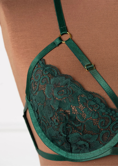 Lacy Underwire Charm Bralette - Alps Green