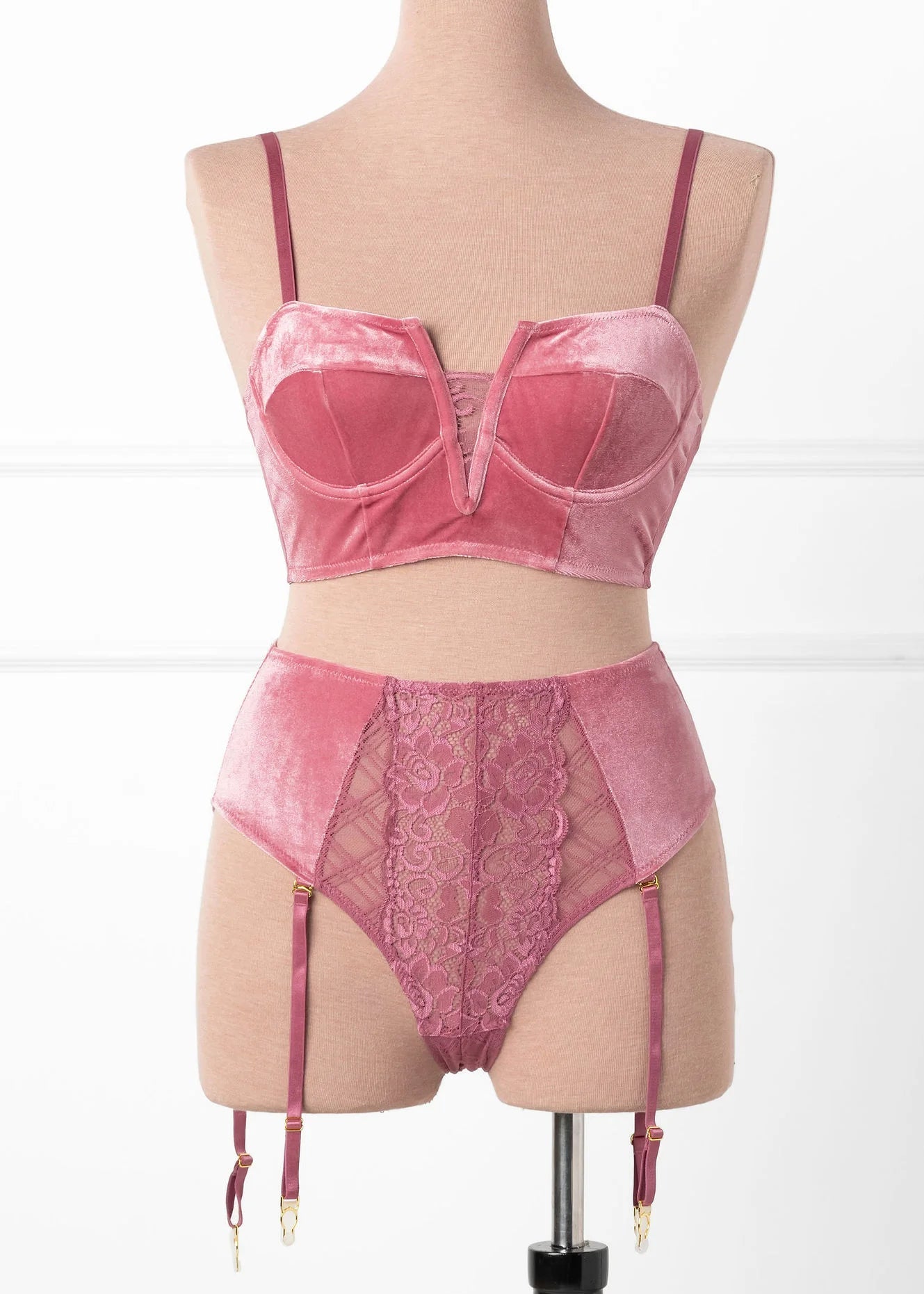 Velvet Underwire Bustier - Sugarplum Pink