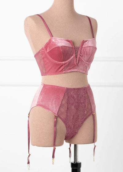 Velvet Underwire Bustier - Sugarplum Pink