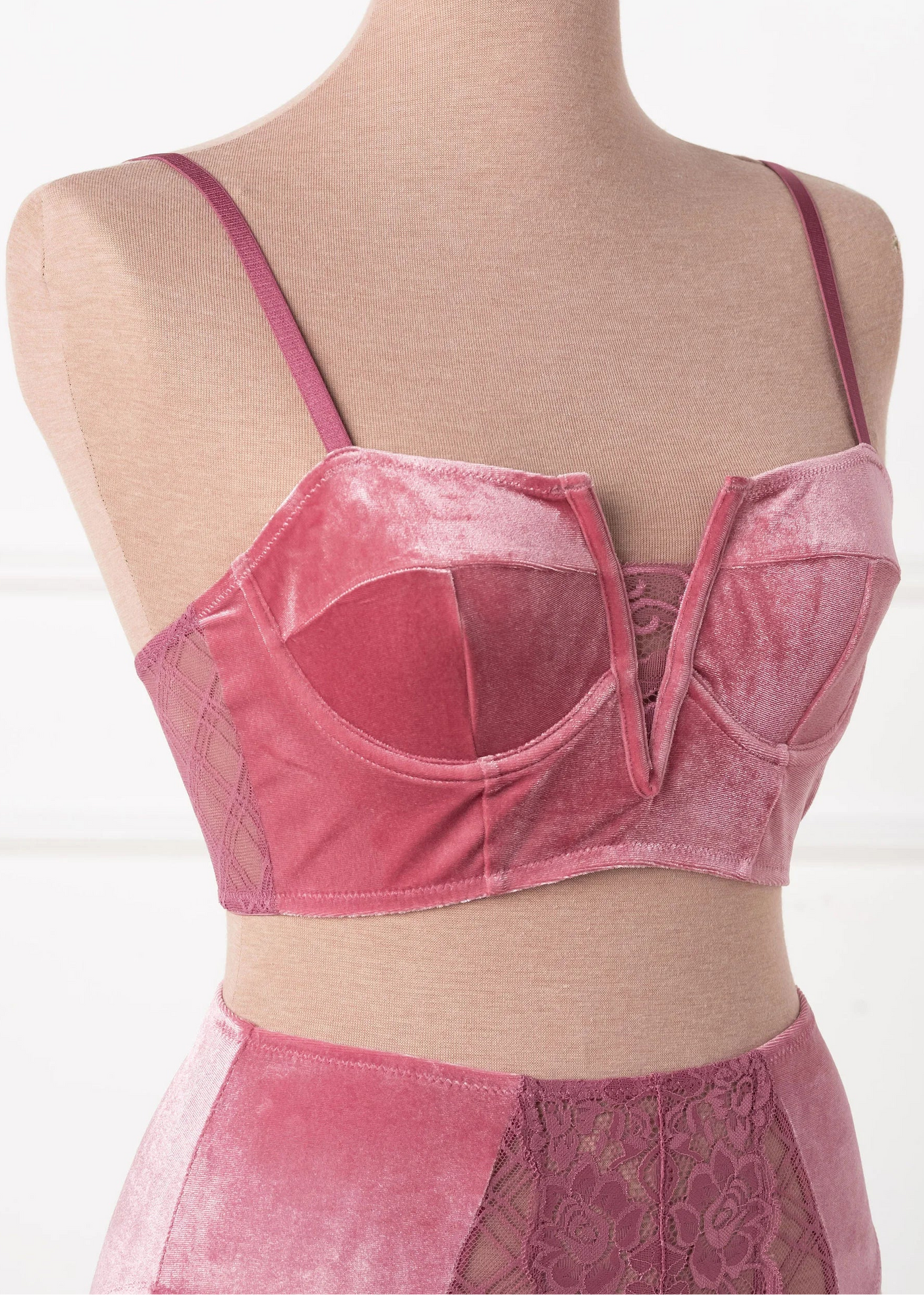 Velvet Underwire Bustier - Sugarplum Pink