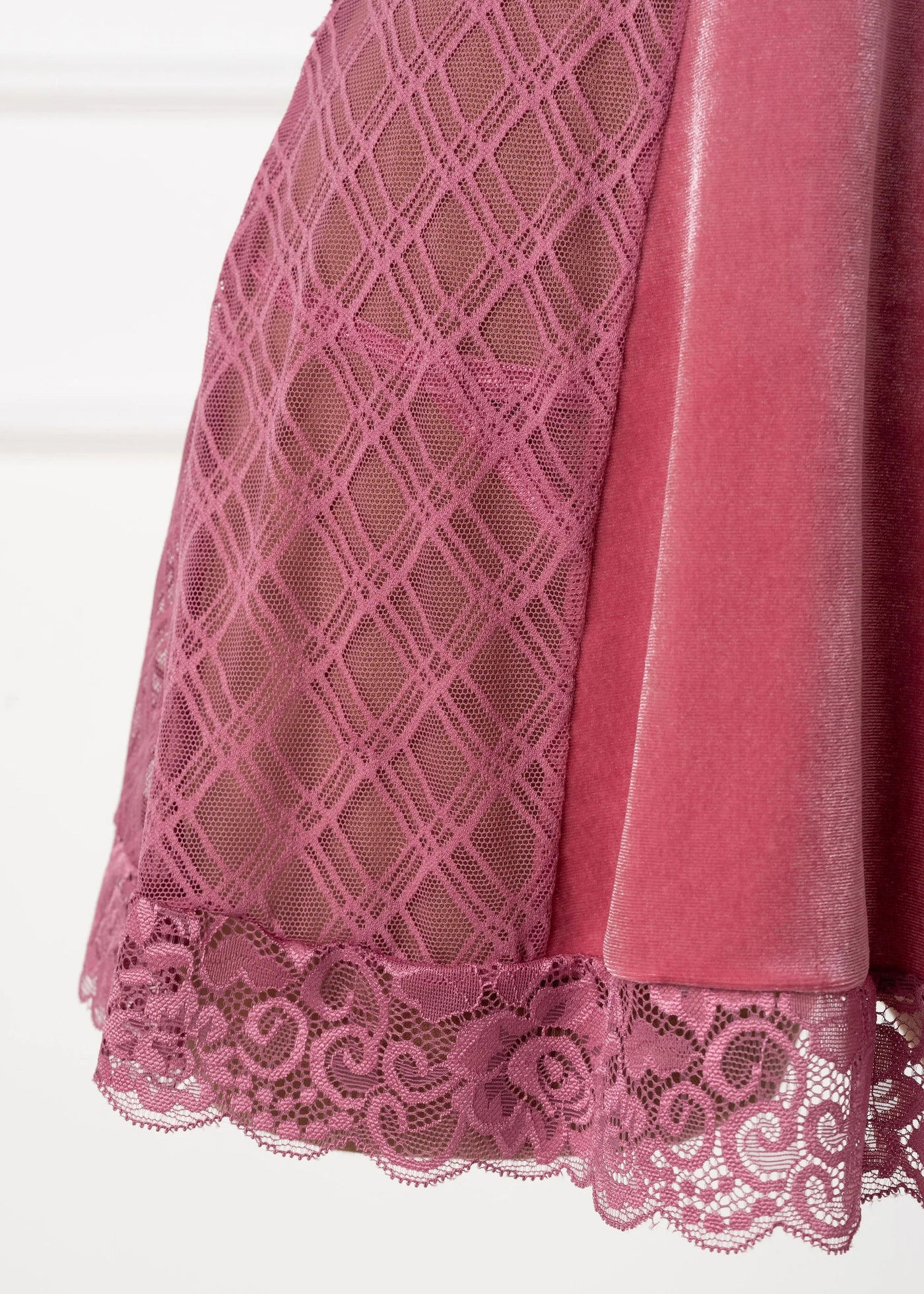 Lace & Velvet Strappy Babydoll - Sugarplum Pink