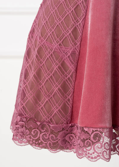 Lace & Velvet Strappy Babydoll - Sugarplum Pink