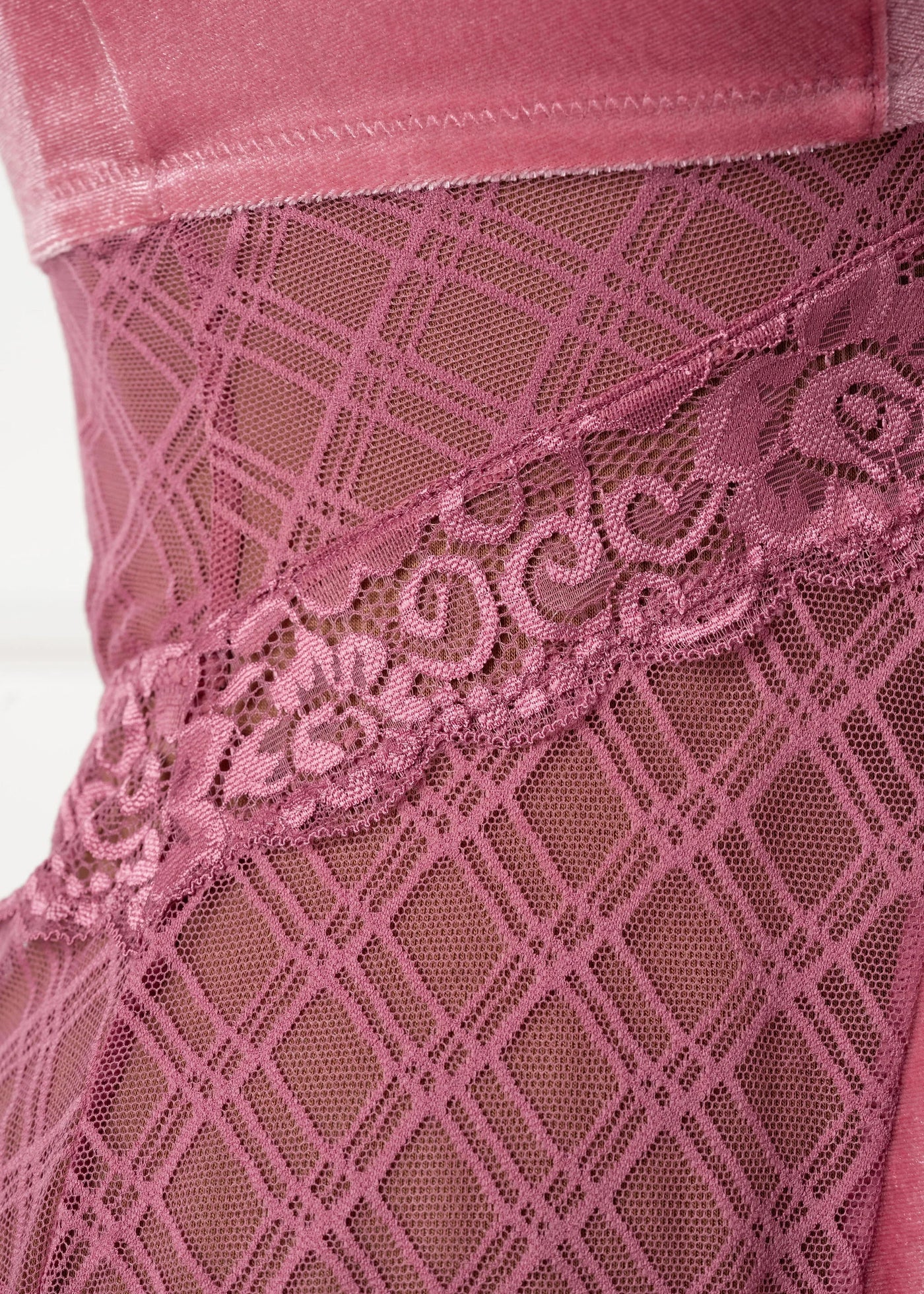 Lace & Velvet Strappy Babydoll - Sugarplum Pink