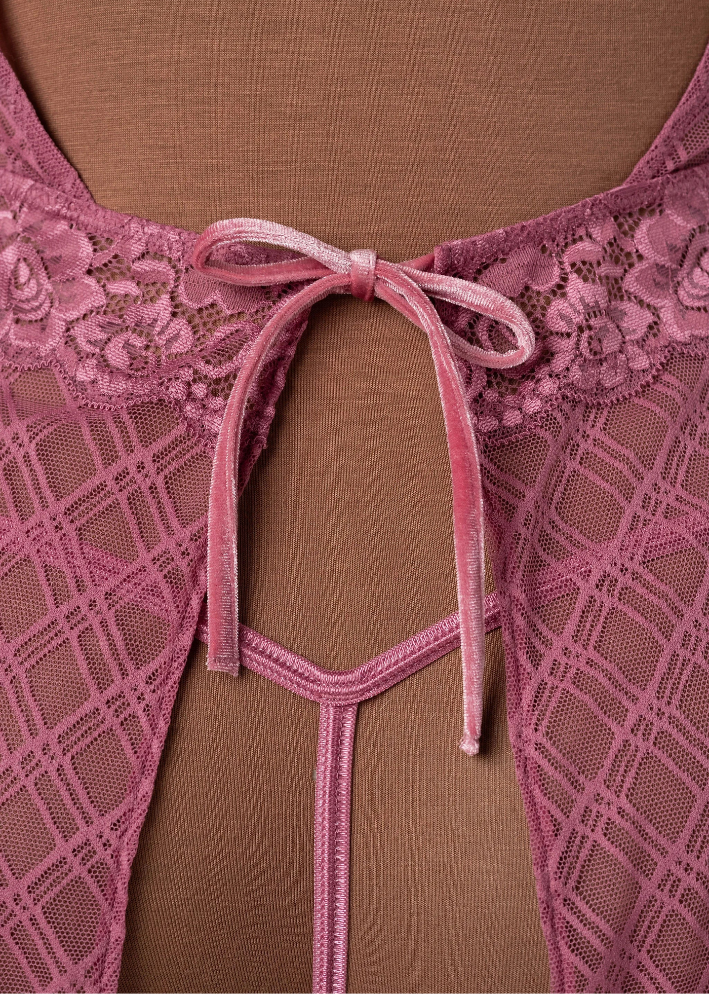 Lace & Velvet Strappy Babydoll - Sugarplum Pink