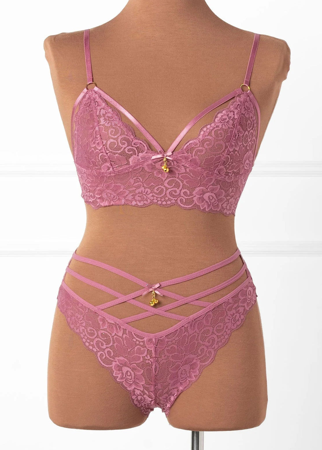 Lacy Caged Charm Bralette - Sugarplum Pink