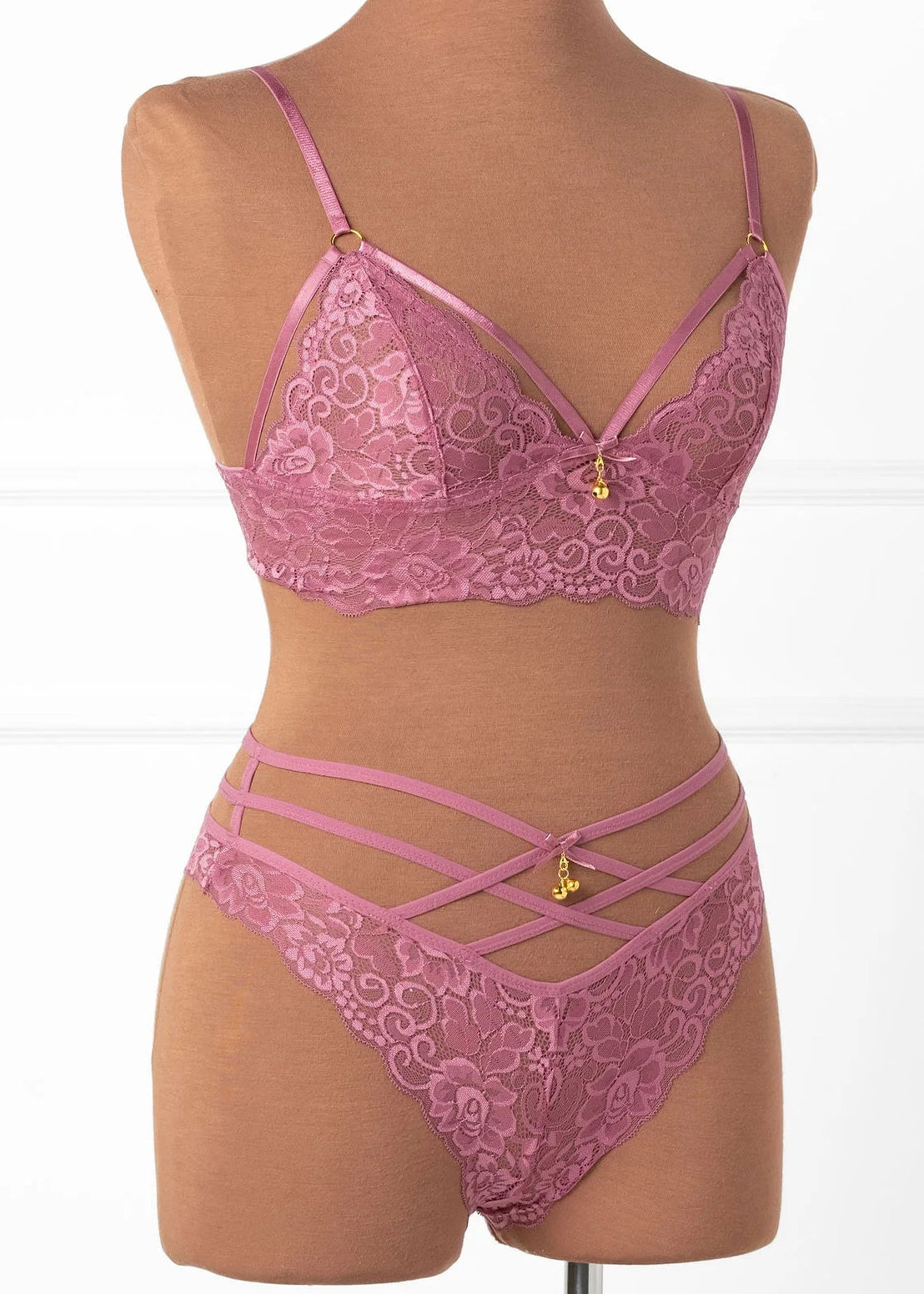 Lacy Caged Charm Bralette - Sugarplum Pink