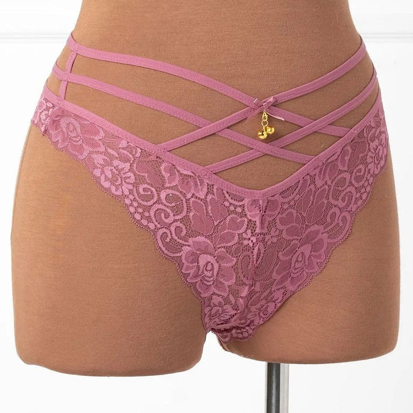 Strappy Crotchless Charm Panty - Sugarplum Pink