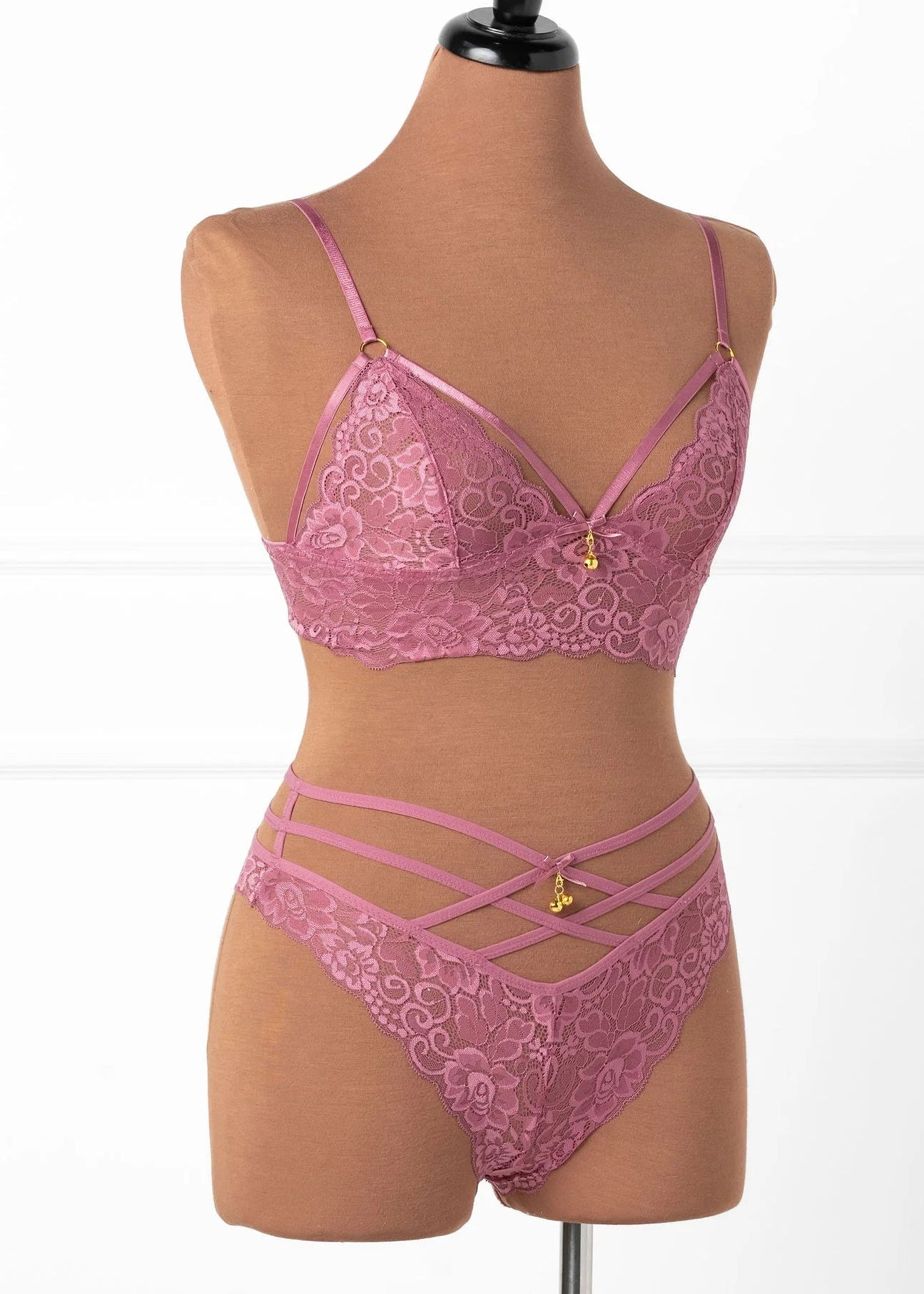 Strappy Crotchless Charm Panty - Sugarplum Pink