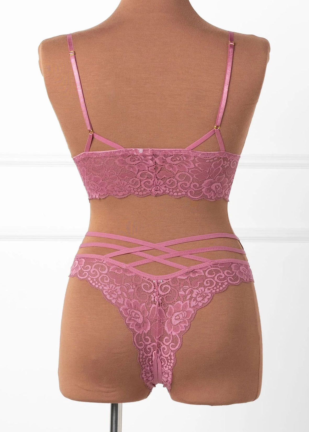 Lacy Caged Charm Bralette - Sugarplum Pink