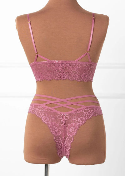 Lacy Caged Charm Bralette - Sugarplum Pink