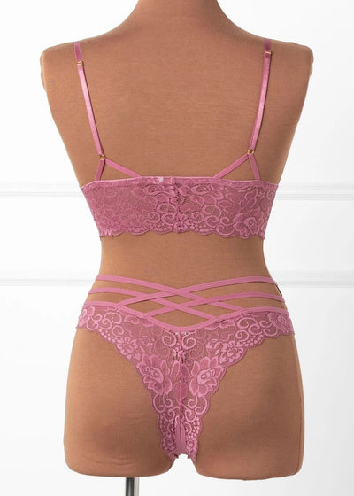 Strappy Crotchless Charm Panty - Sugarplum Pink