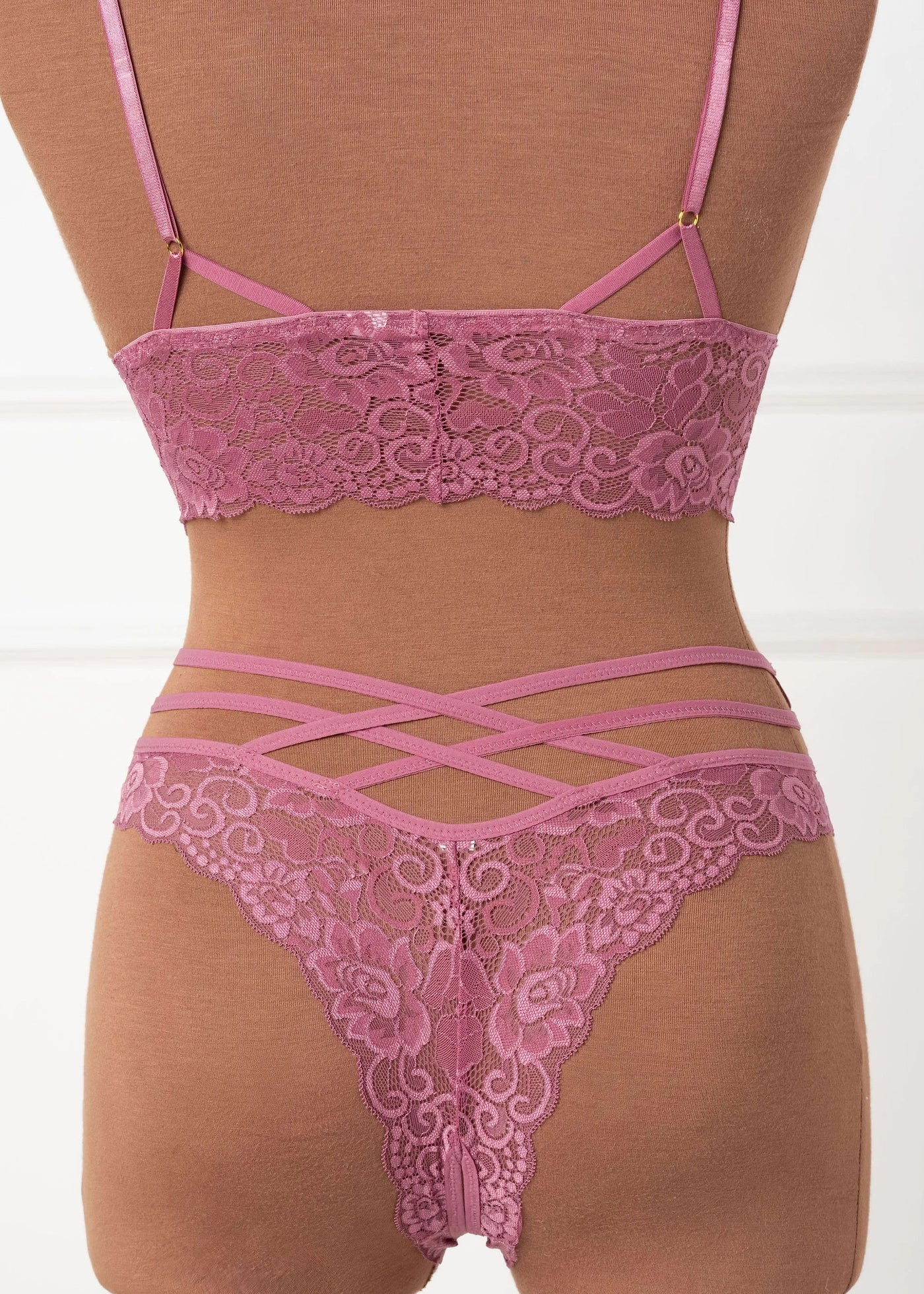 Lacy Caged Charm Bralette - Sugarplum Pink