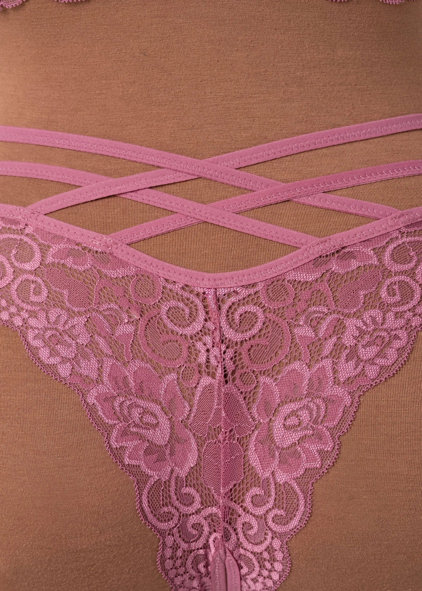 Strappy Crotchless Charm Panty - Sugarplum Pink
