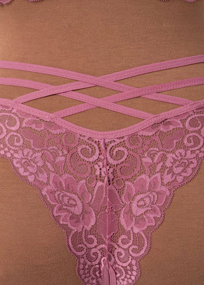 Strappy Crotchless Charm Panty - Sugarplum Pink