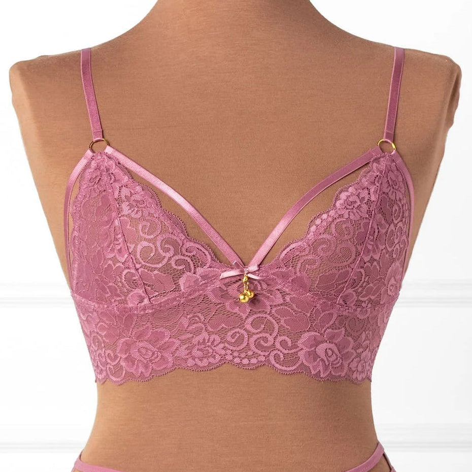Lacy Caged Charm Bralette - Sugarplum Pink
