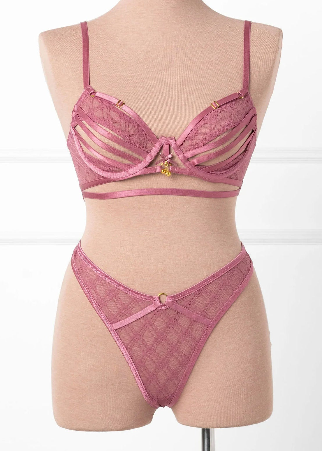 Midrise Mesh Charm Thong - Sugarplum Pink