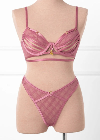 Midrise Mesh Charm Thong - Sugarplum Pink