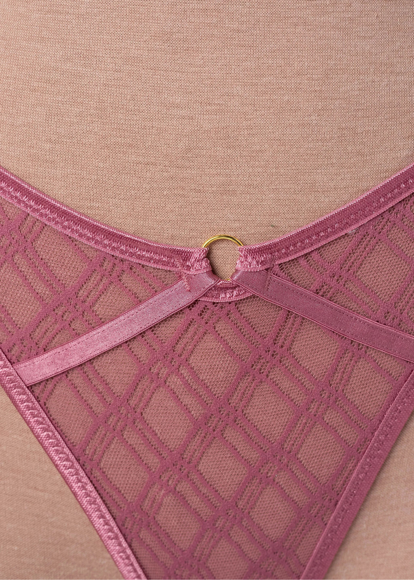 Midrise Mesh Charm Thong - Sugarplum Pink