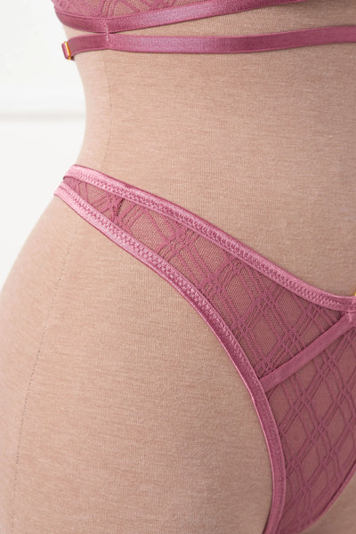 Midrise Mesh Charm Thong - Sugarplum Pink