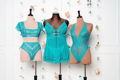 Plunge Neck Strappy Back Teddy - Teal - Mentionables