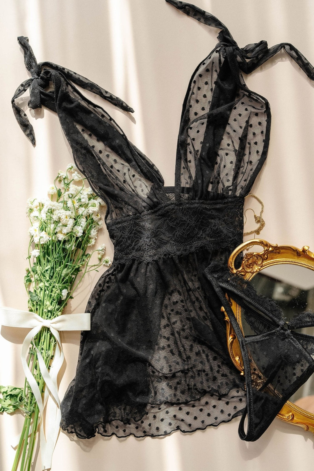 Polka Dot Mesh Babydoll - Black | Mentionables Polka Dot Mesh Babydoll - Black | Mentionables