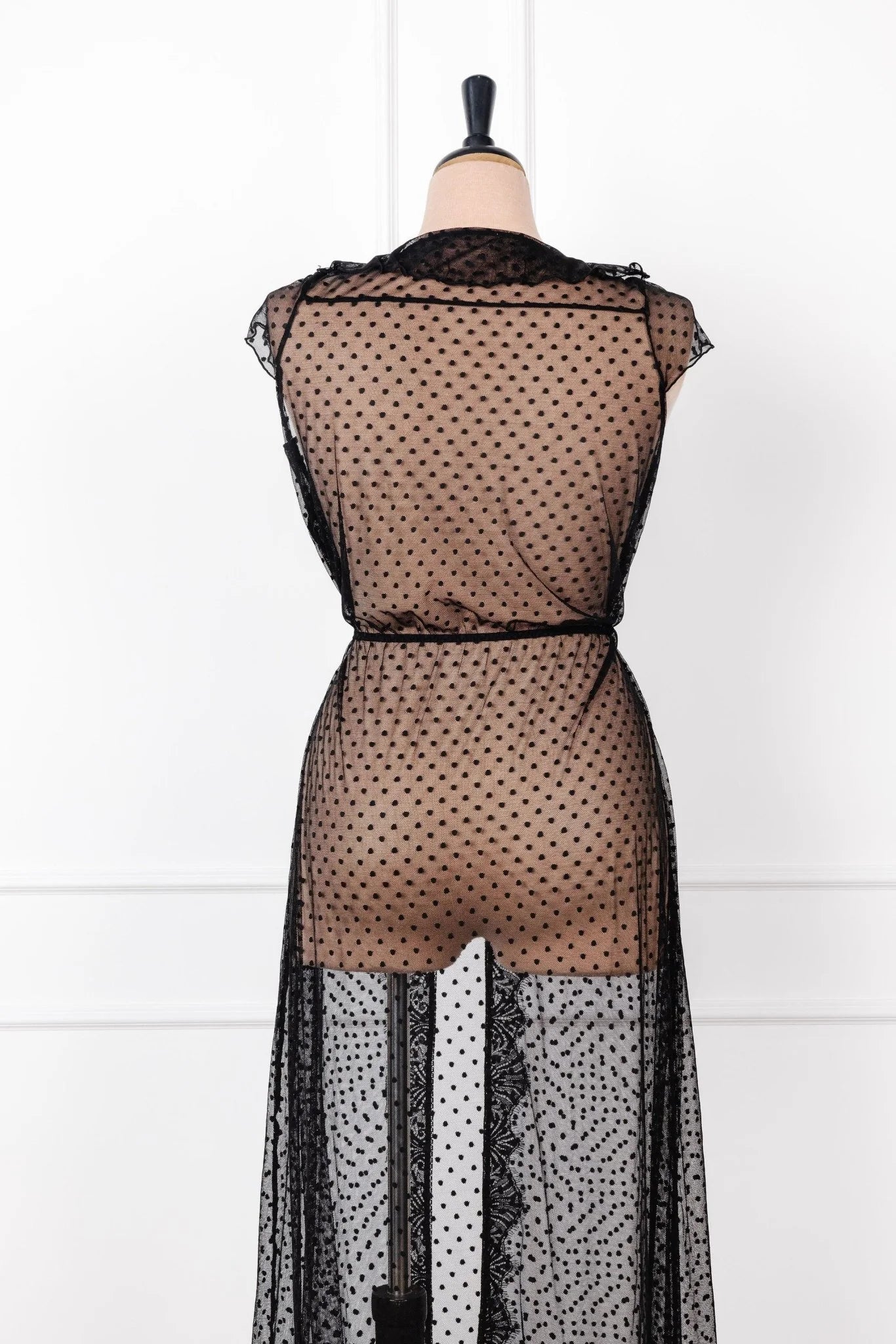 Polka Dot Mesh Robe - Black | Mentionables