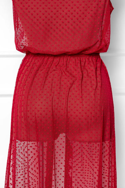 Polka Dot Mesh Robe - Red - Mentionables