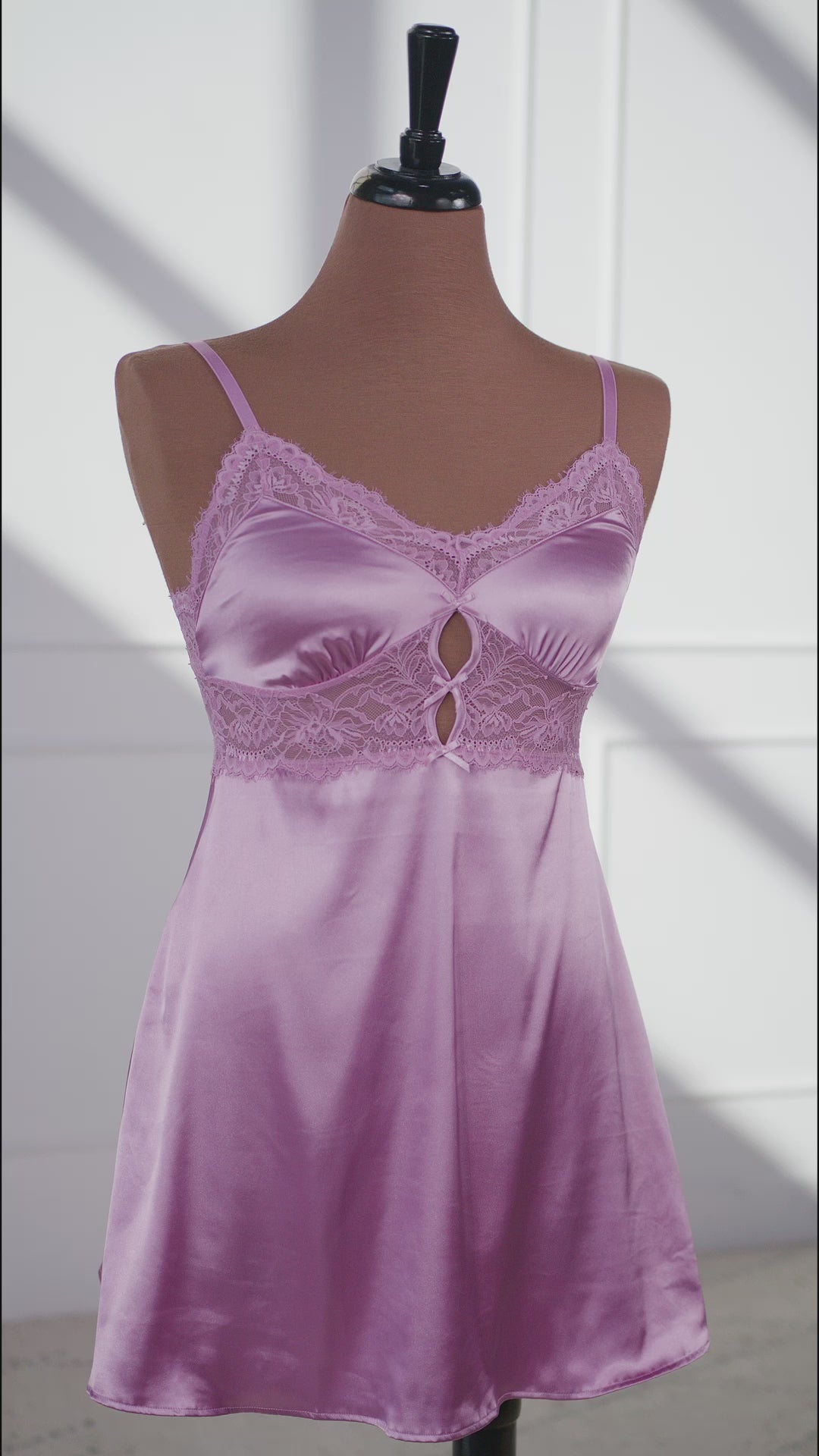 Satin & Eyelash Lace Slip - Lilac