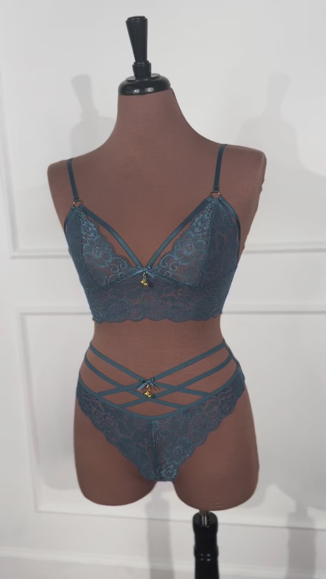 Strappy Crotchless Charm Panty - Retro Blue