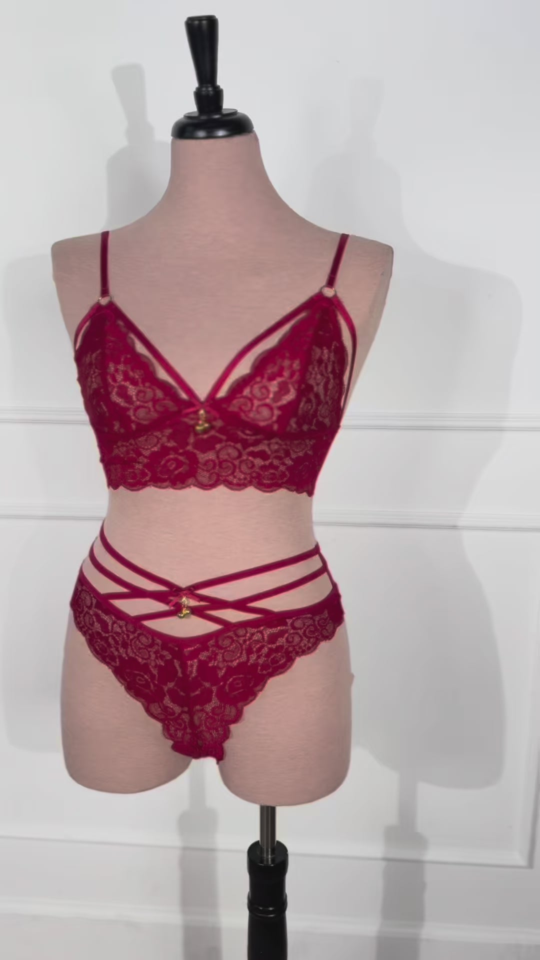 Strappy Crotchless Charm Panty - Red