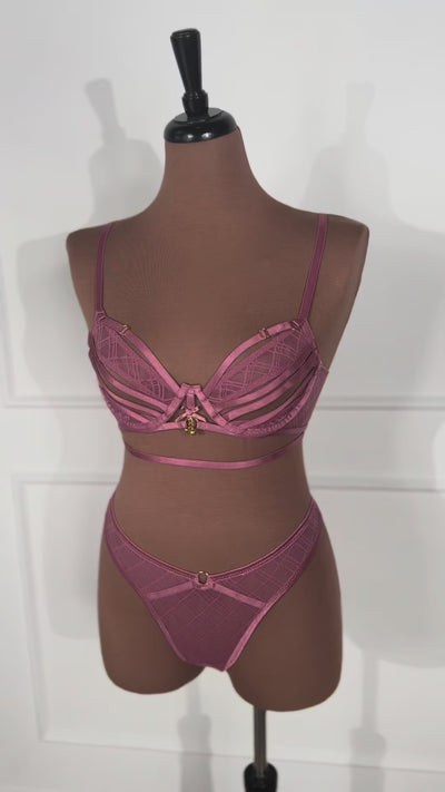 Midrise Mesh Charm Thong - Sugarplum Pink