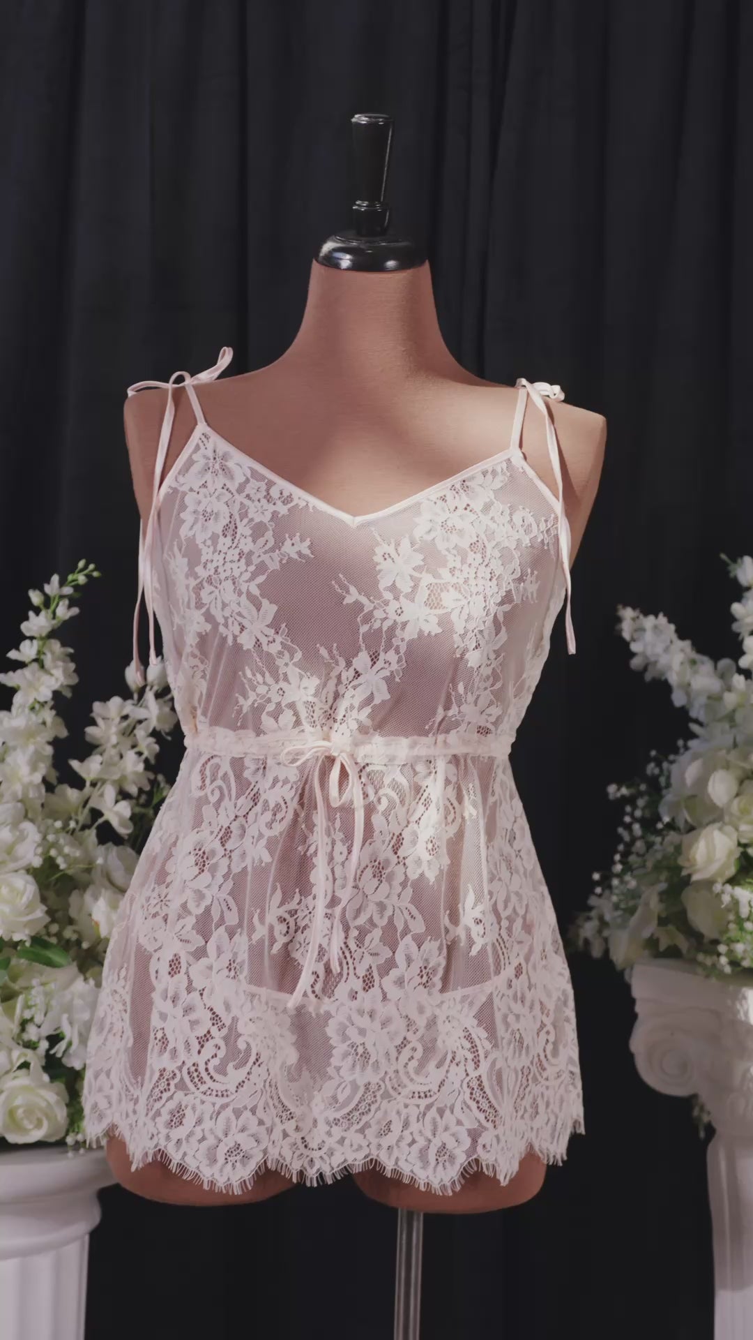 Eyelash Lace Babydoll - Champagne