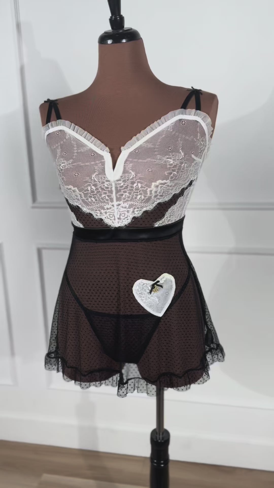 French Maid Roleplay Babydoll - Black