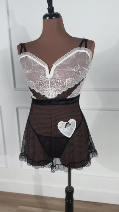 French Maid Roleplay Babydoll - Black