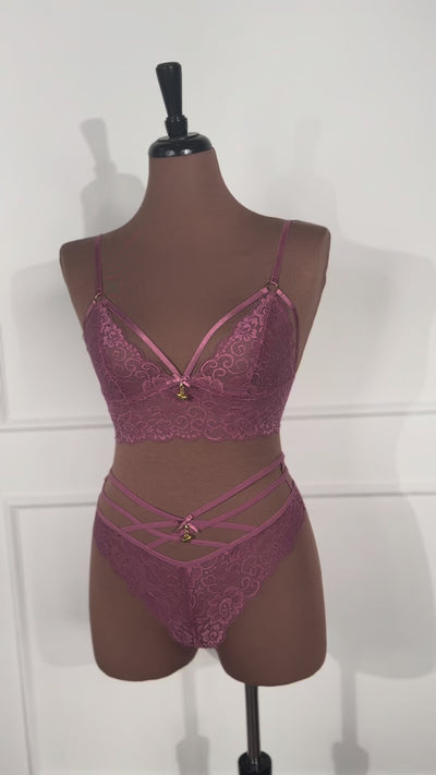 Lacy Caged Charm Bralette - Sugarplum Pink