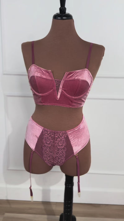 Velvet Underwire Bustier - Sugarplum Pink