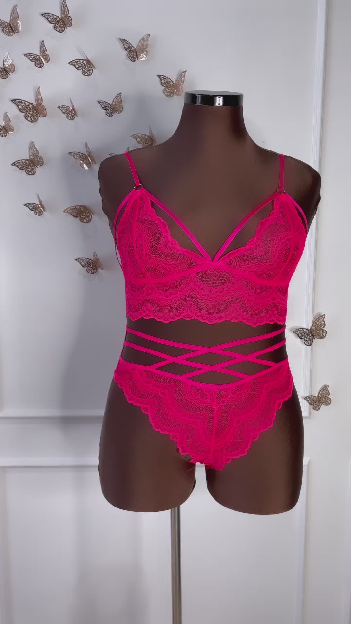 Strappy Crotchless Panty - Coral Glow