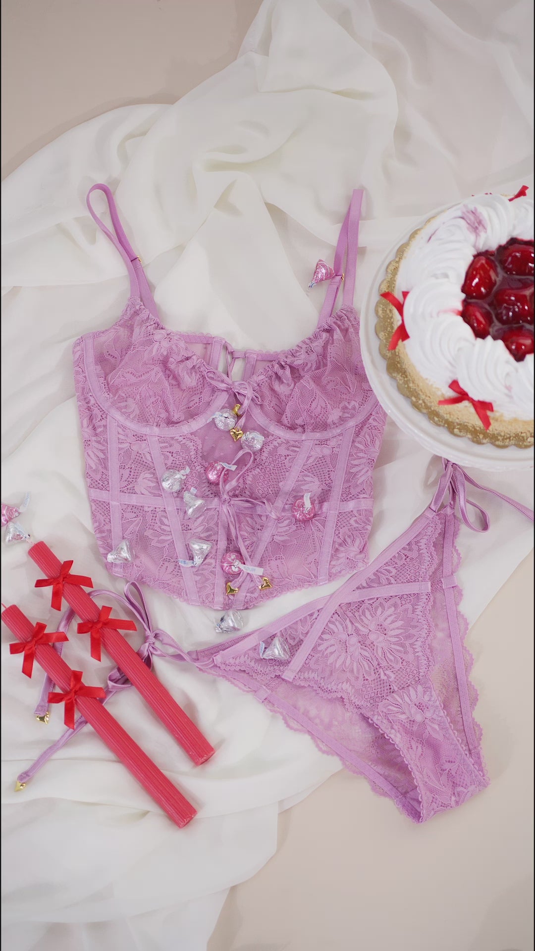 Lacy Heart Charm Side Tie Panty - Lilac