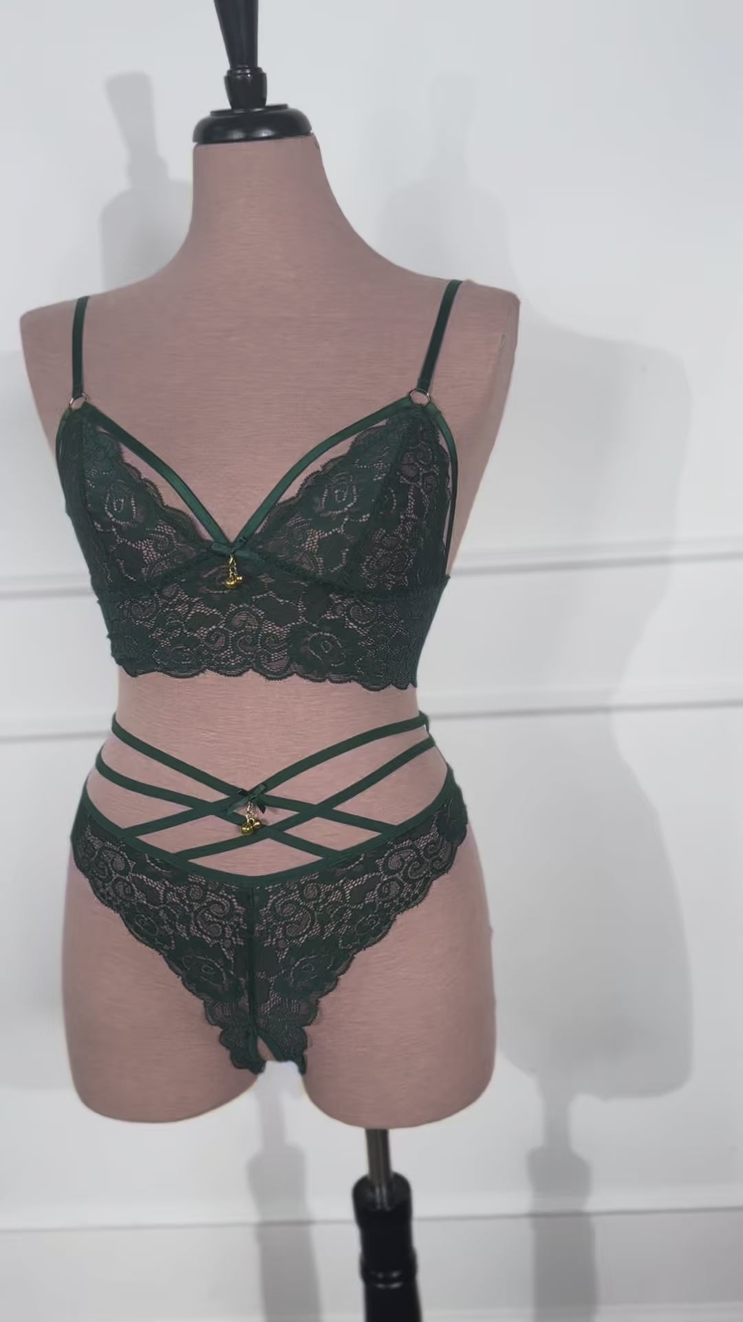 Lacy Caged Charm Bralette - Alps Green